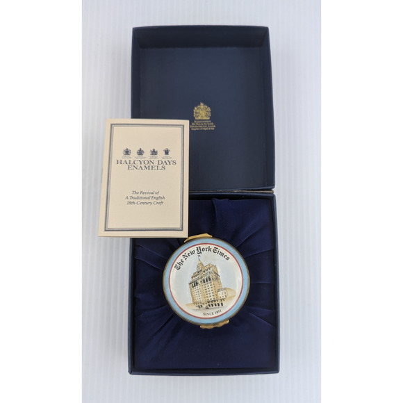 Halcyon Days Enamels The New York Times Trinket Box with Original Box - Picture 1 of 14